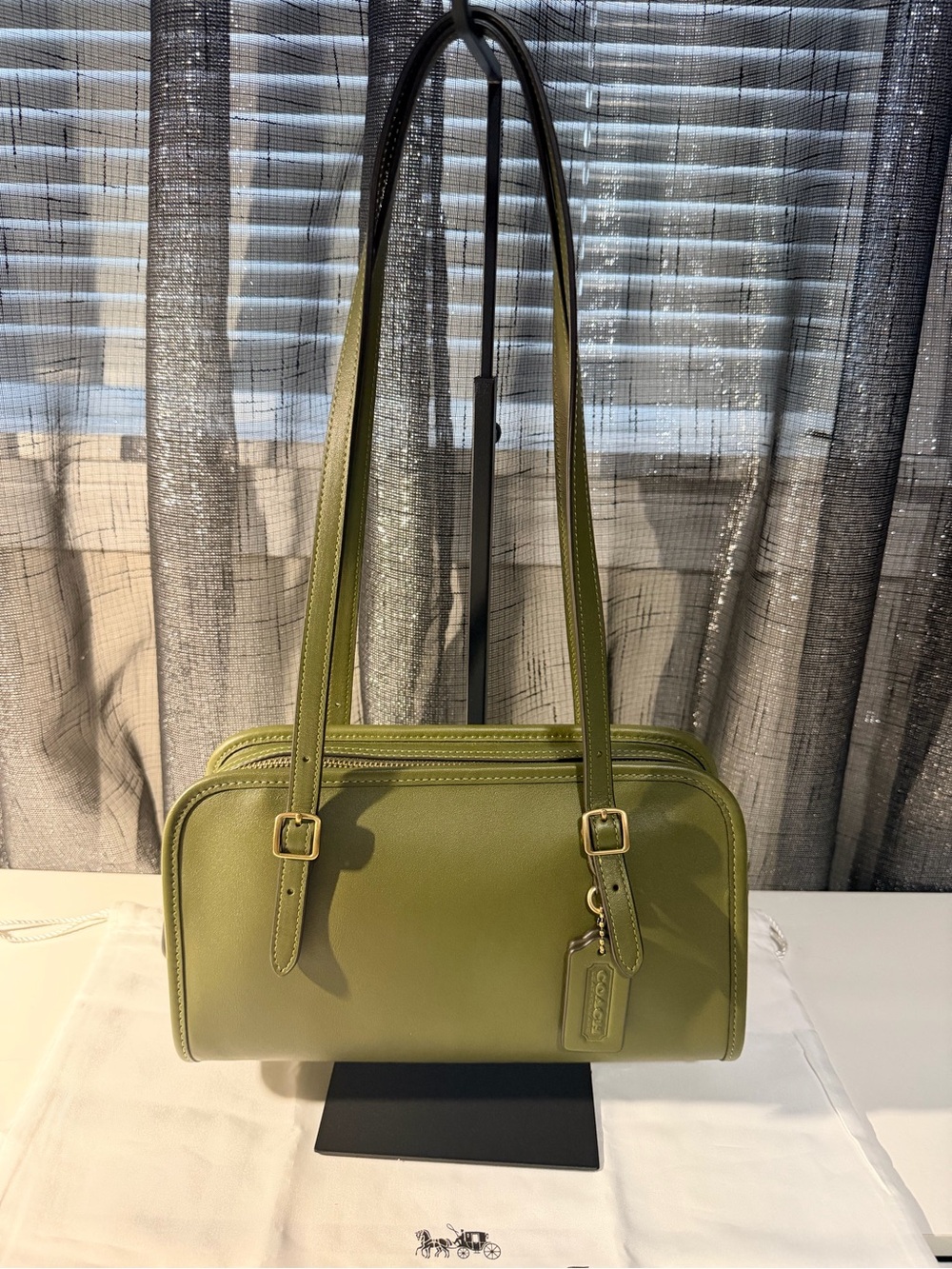 Coach Olive Green Leather Shoulder Bag - Picture 2 of 6